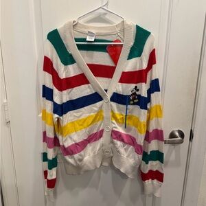 NWT Disney 100 Mickey Mouse Striped Women’s Cardigan